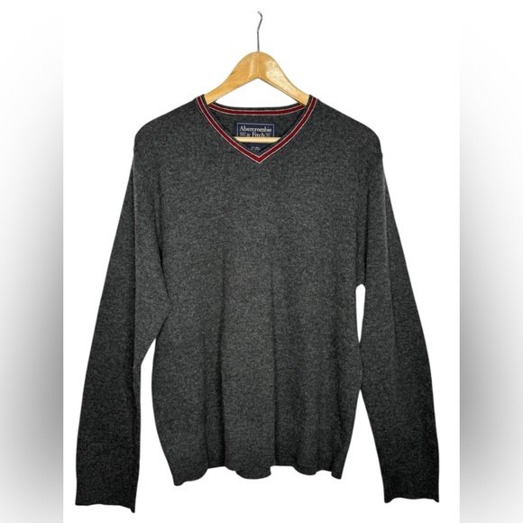 Vintage Abercrombie & Fitch Wool Blend Ringer Sweater Academia Preppy XL Y2K - Picture 2 of 8